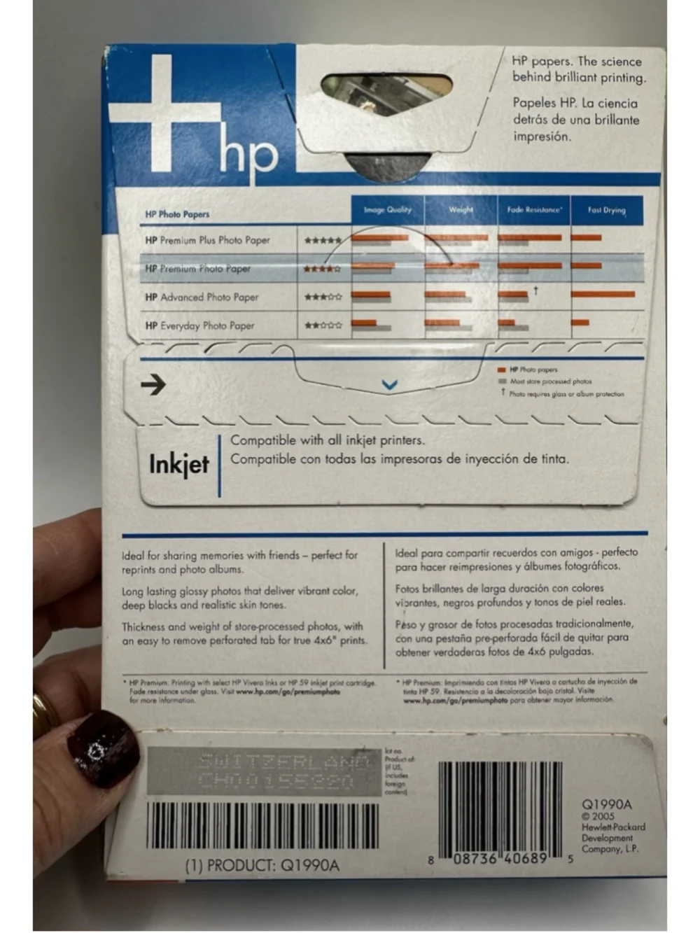 HP Premium GLOSSY 4X6 Ink Jet Picture Photo Paper 100 SHEETS Papel Fotografico